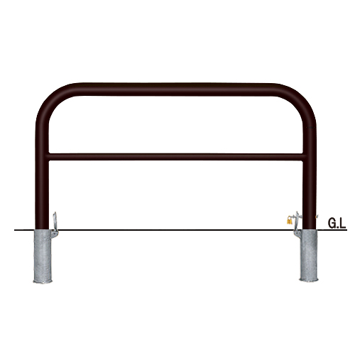 送料無料　バリカー横型　Y83A3-15　スチール　横棒入　W1500×H800 支柱直径76.3mm バリカー横型|製品情報|車止めポール・バリカー・ボラードの帝金