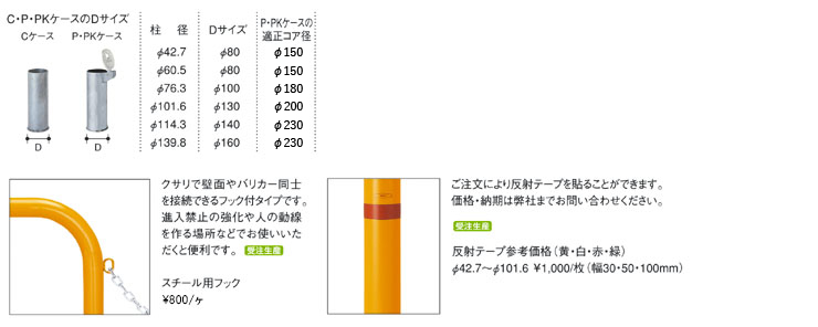 はりページ 製品詳細|製品情報|車止めポール・バリカー・ボラードの帝金株式会社